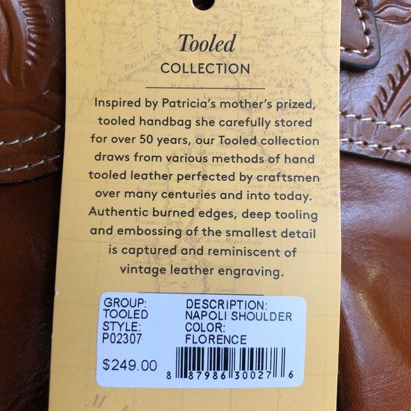 🆕Patricia Nash♥️Italian leather Tan Semi-tooled Shoulder bag - Picture 2 of 16